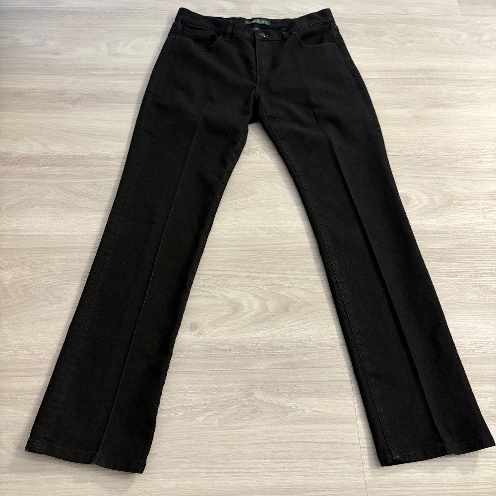 Lauren Jeans Co Ralph Lauren Women Black Snake Embroiderd Straight Leg Stretch 8